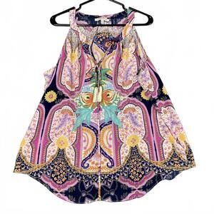 Rose + Olive Womens XL Vibrant Butterfly Print Sleeveless Top